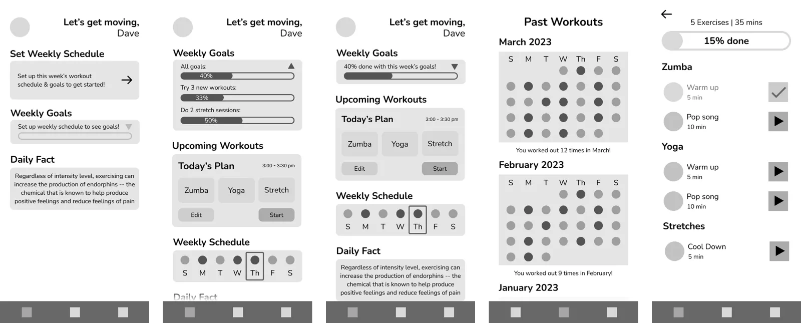 Low fidelity wireframes