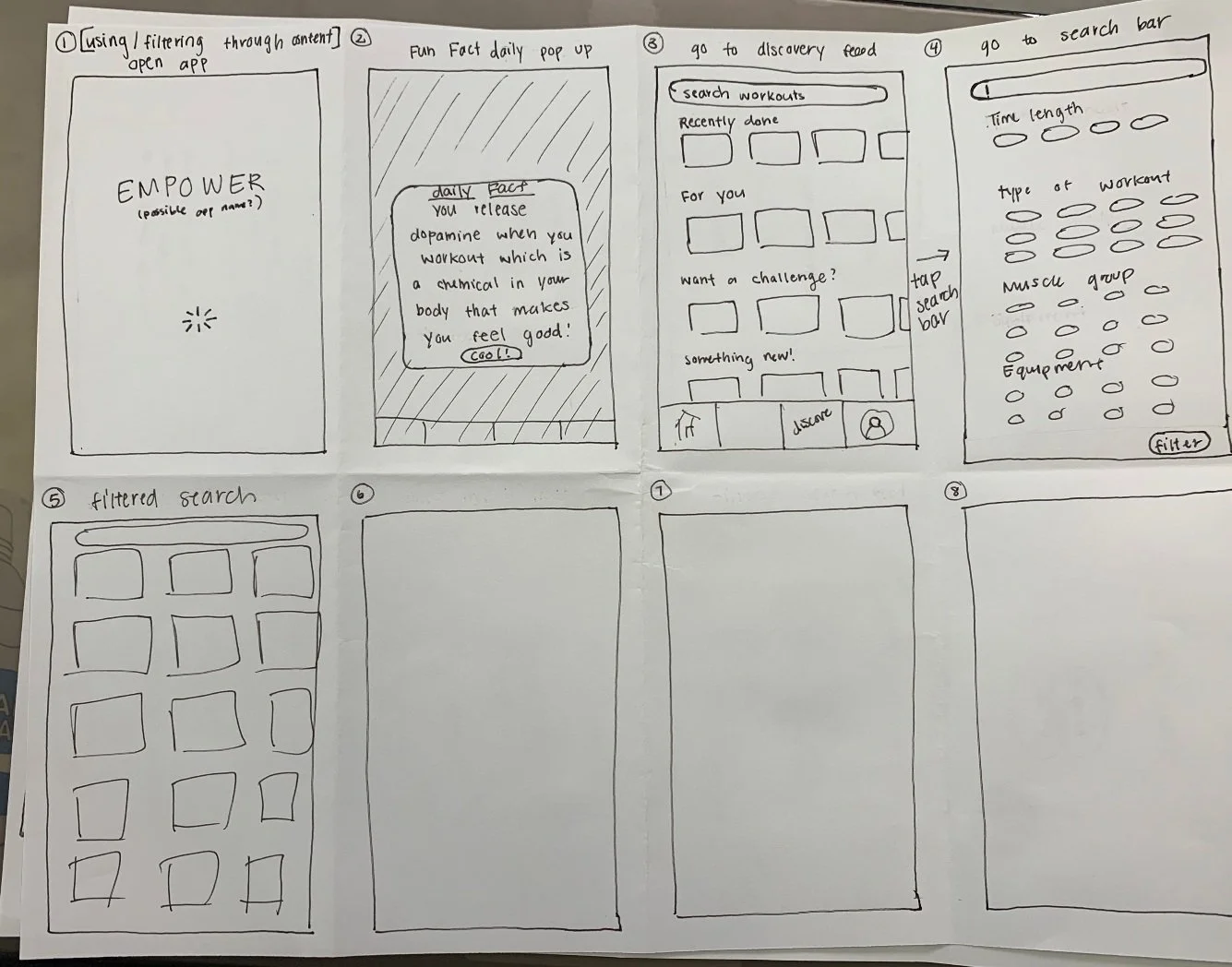 Storyboard and user flow sketches — 5